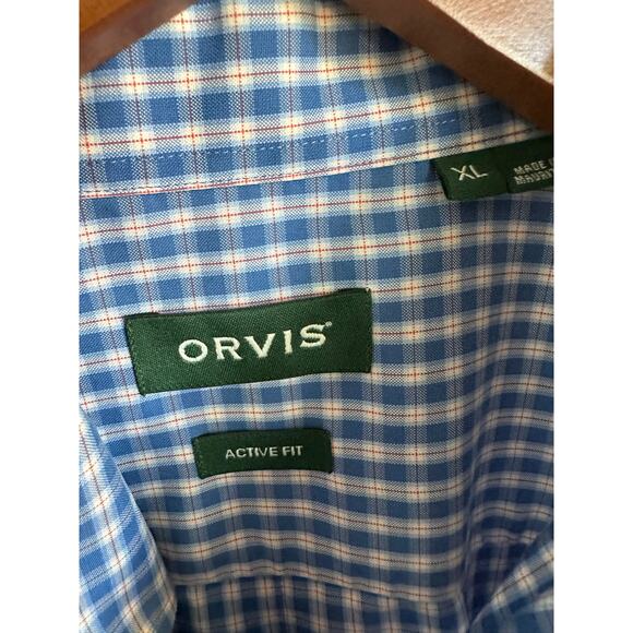 Upcycled Vintage Orvis Button-Up Shirt Cropped Blue Size XL Preppy Reworked - Picture 4 of 7
